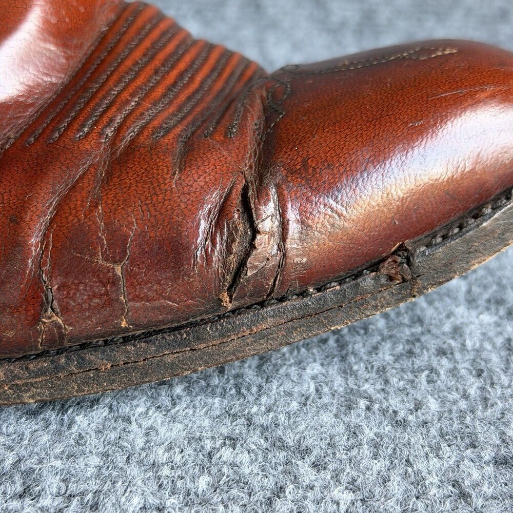 Vintage Lucchese L6609 Brown Leather Cowboy Western Boots Men’s 11 D USA - Picture 14 of 16